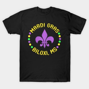 Mardi Gras Biloxi Mississippi Fleur De Lis Beads Ms T-Shirt